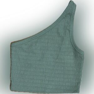 American Eagle Outfitters One-Shoulder Textured Tank Top - Teal